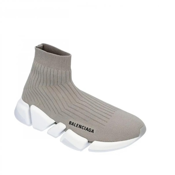 New Balenciaga Speed 2.0 Ribbed Women's Sneakers Size 39 EU / 9 US Grey White - Picture 1 of 11